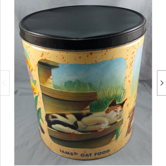 11" Tall Vtg 1994 IAMS Cat Food Storage Container 4 Seasons Metal Tin Canister - Picture 4 of 9